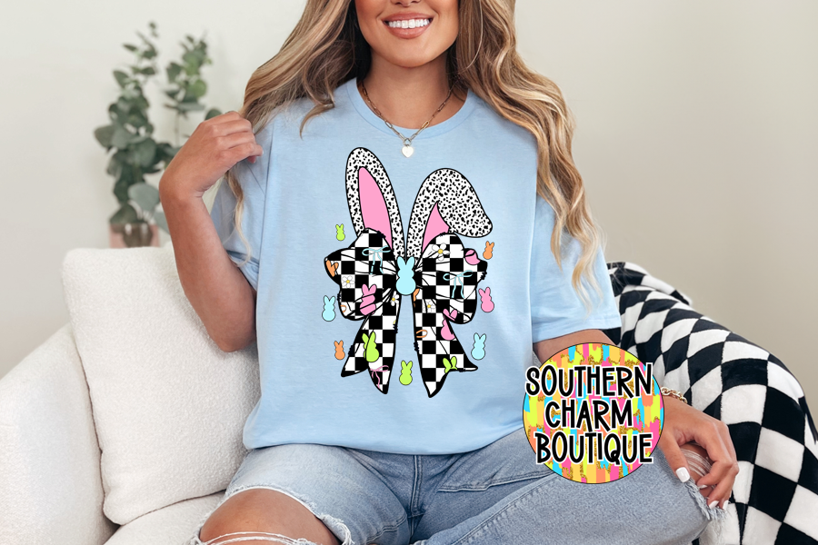 Checkered Bunny Bow
