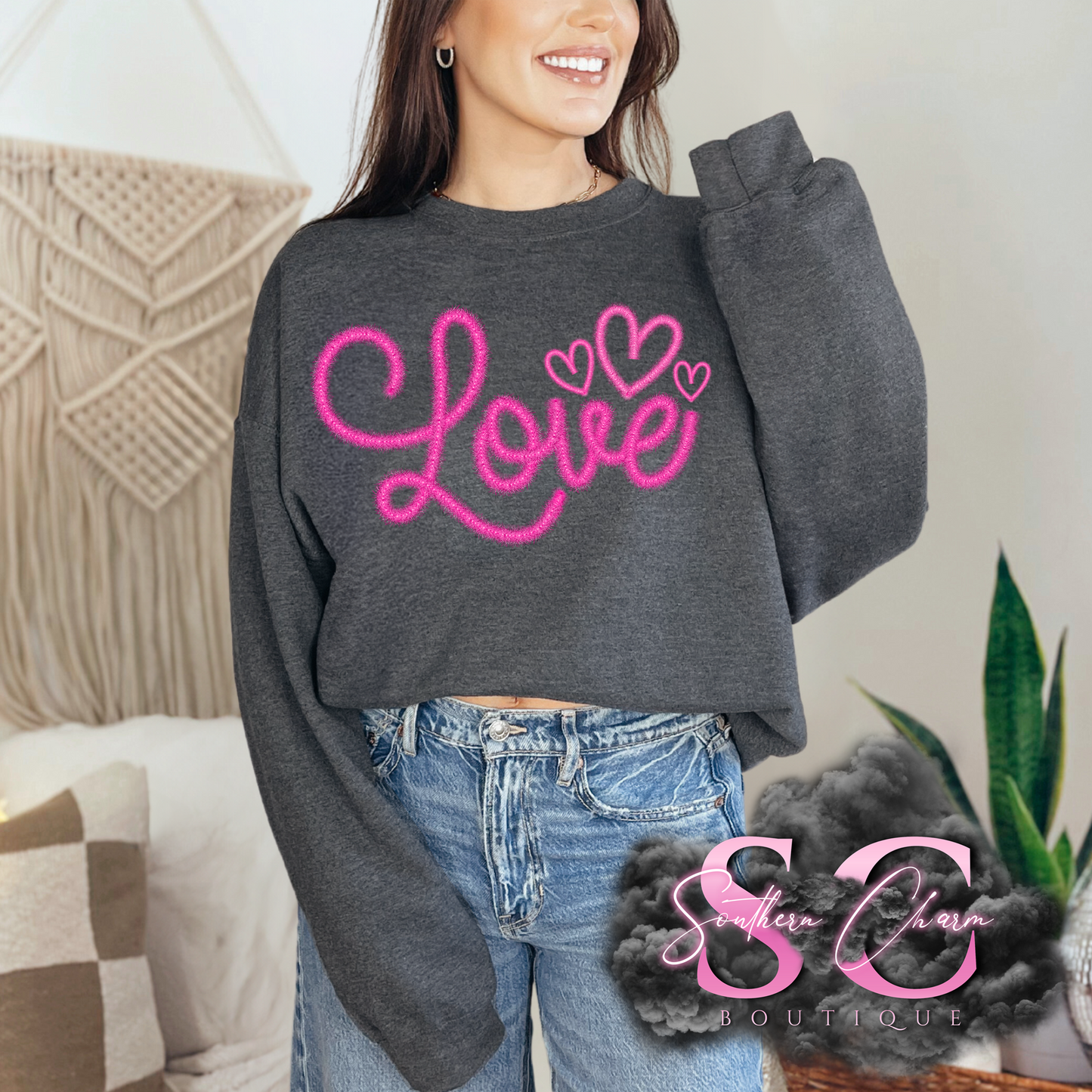 LOVE  (Dark Heather Tee/Crewneck)