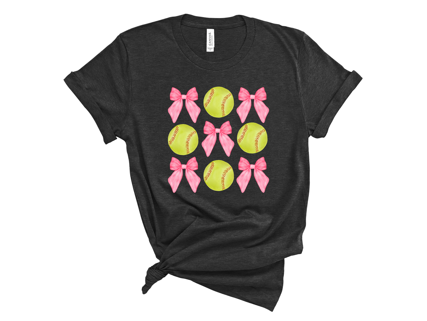 Softballs & Bows (Heather Dark Grey)