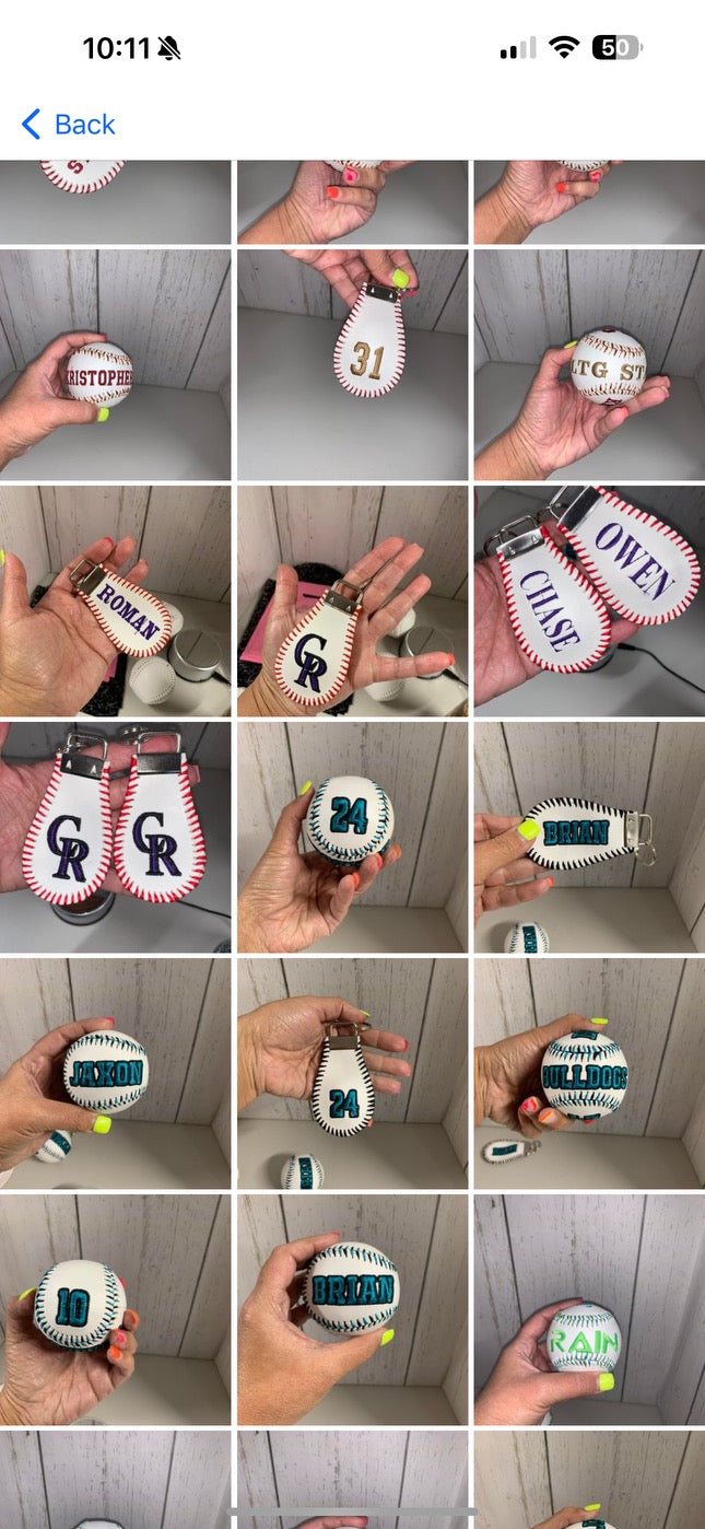 Baseball Keychain Embroidered