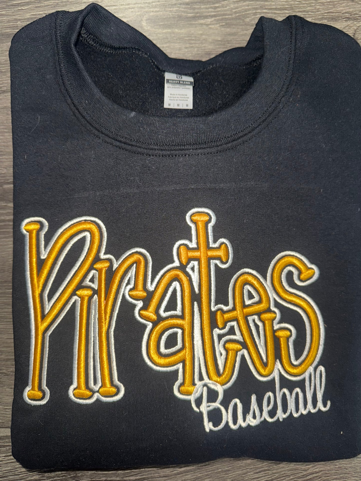 Pirates Baseball Puff Embroidered Crewneck