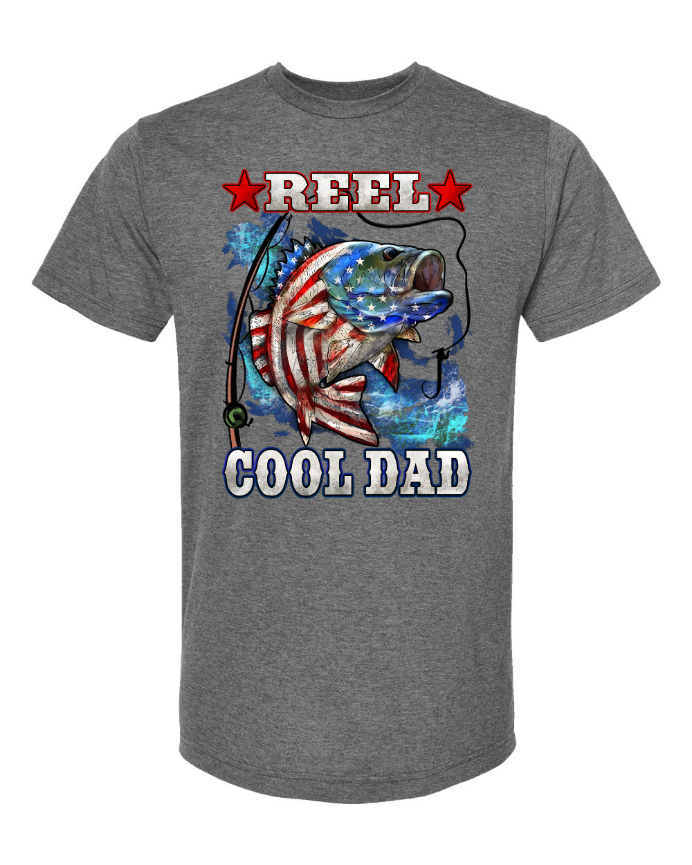 Reel Cool Dad American Fish (Heather Charcoal)