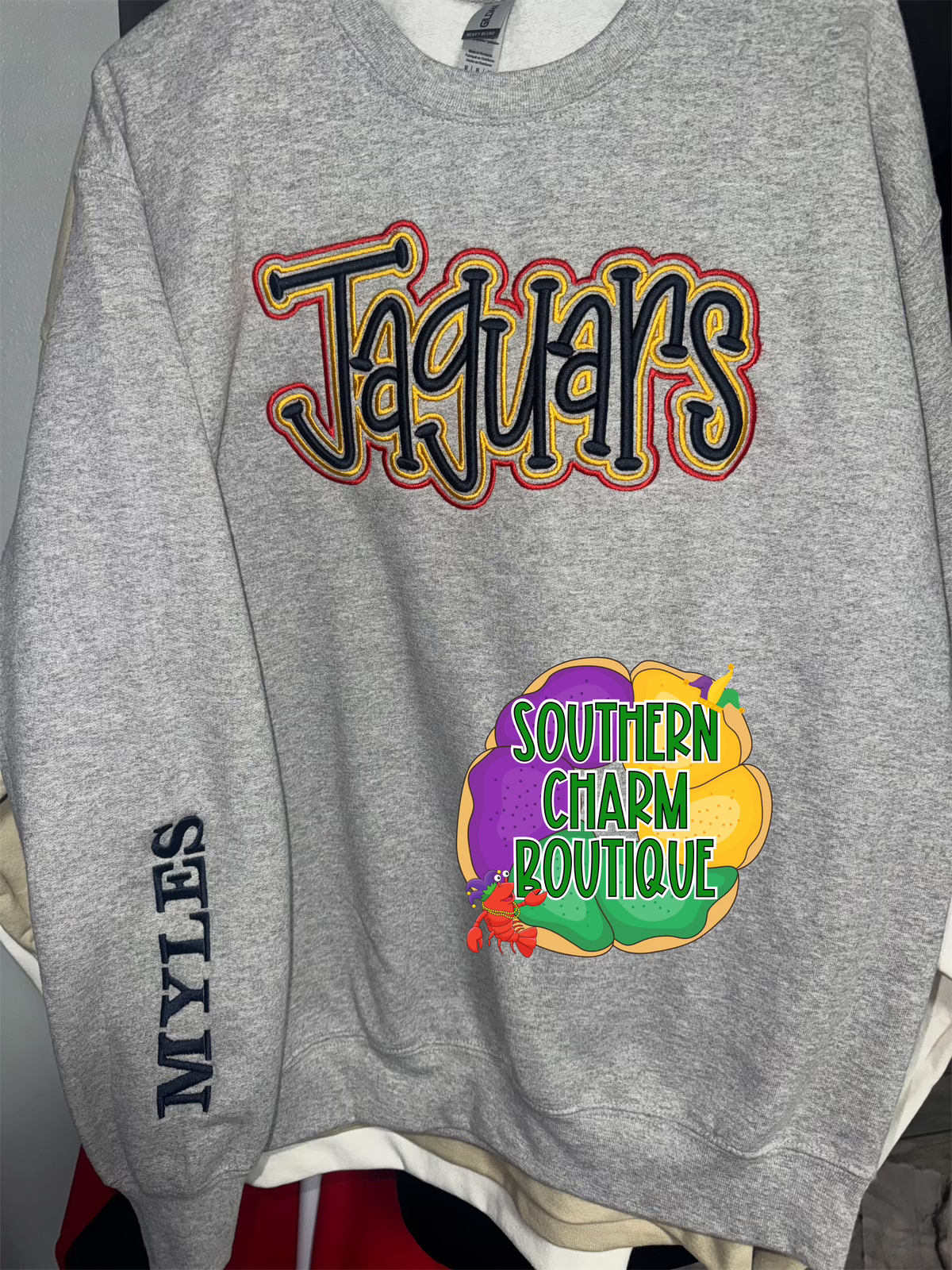 Jaguars Puff Embroidered Crewneck