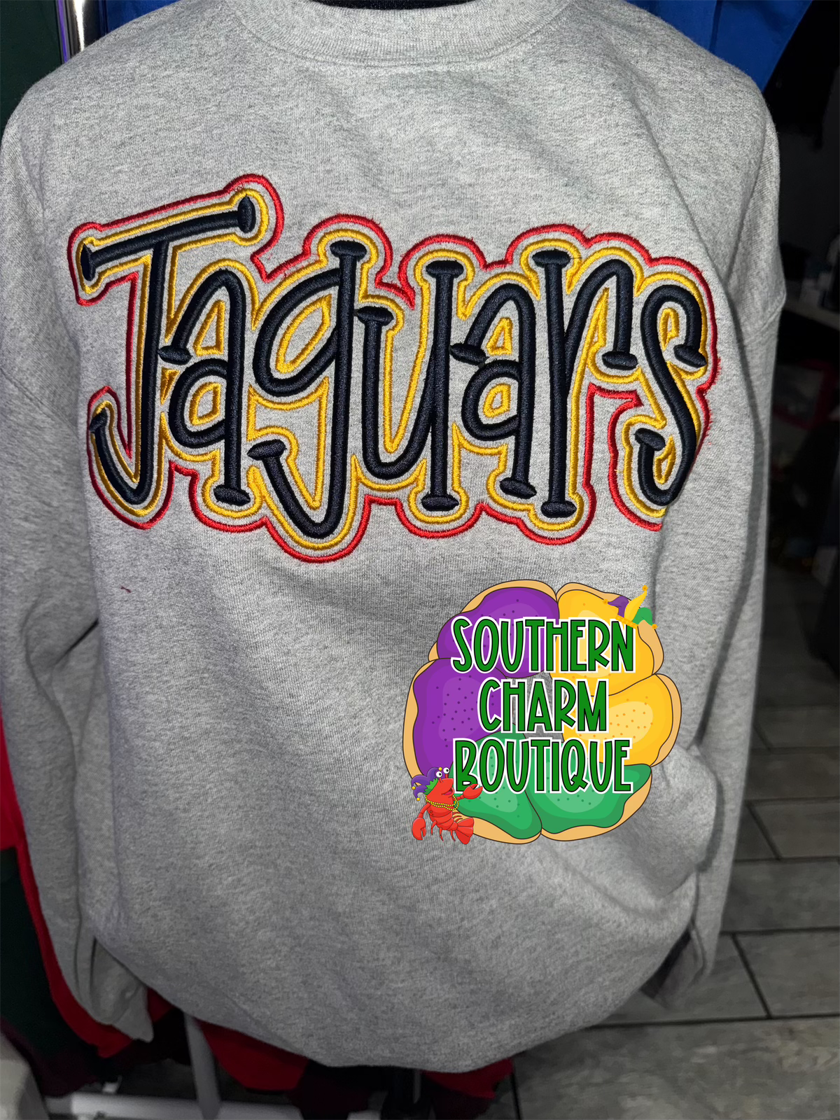 Jaguars Puff Embroidered Crewneck