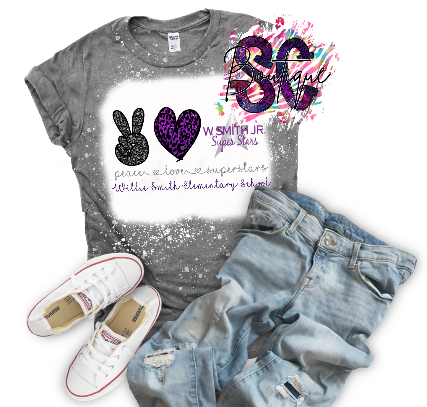 Peace Love (School Mascot) Bleached Tee