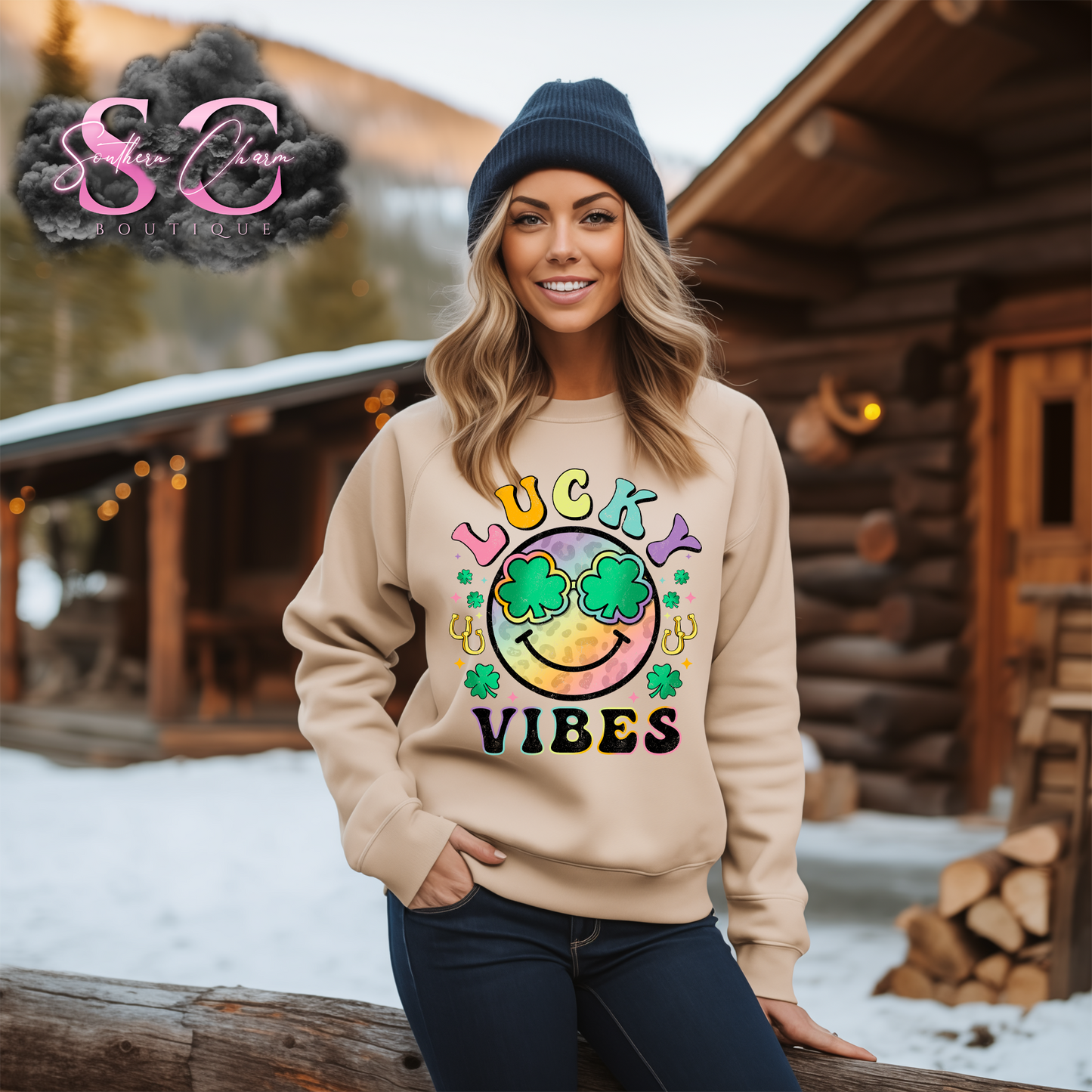 LUCKY VIBES (Sand Crewneck)