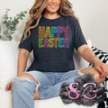 HAPPY EASTER FAUX SEQUINS  (Dark Heather Tee)
