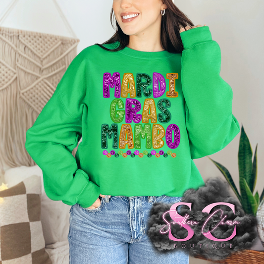 MARDI GRAS MAMBO (Green Tee/Crewneck)