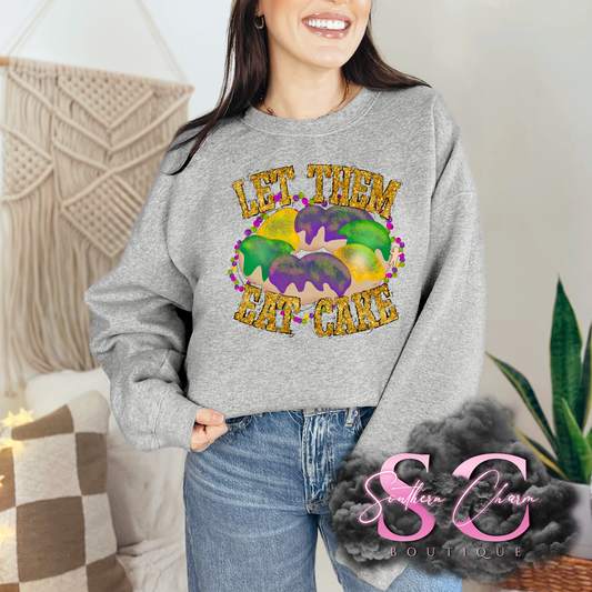 MARDI GRAS LET THEM EAT CAKE (Sport Grey Tee/Crewneck)