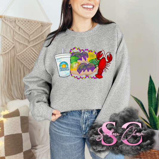 DAIQUIRI KING CAKE CRAWFISH (Sport Grey Tee/Crewneck)