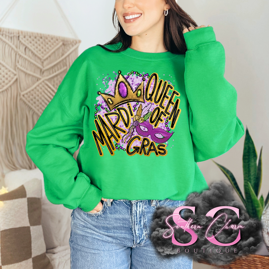 QUEEN OF MARDI GRAS (Green Tee/Crewneck)