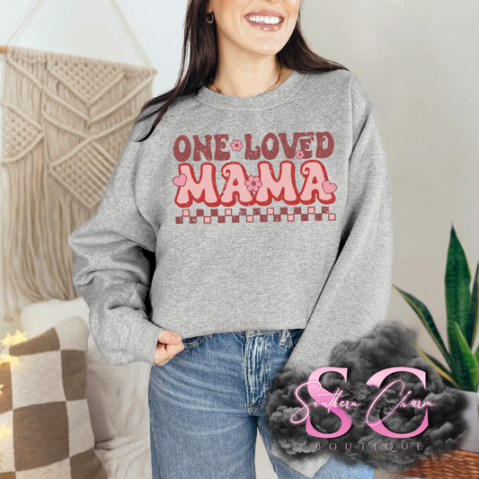 ONE LUCKY MAMA FLOWERS (Sport Grey Tee/Crewneck)