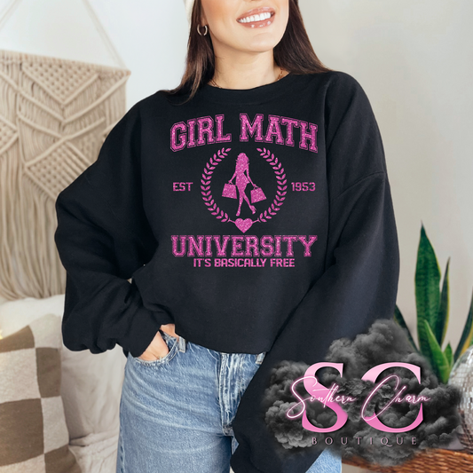 GIRL MATH UNIVERSITY (Black Tee/Crewneck)