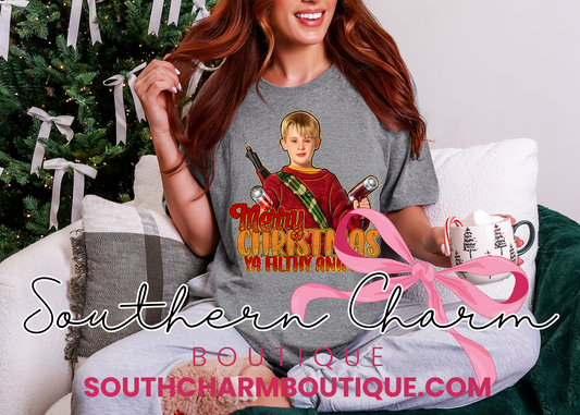 Merry Christmas Ya Filthy Tee (Adult)