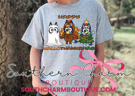 Bluey HalloThanksMas Tee (Youth)