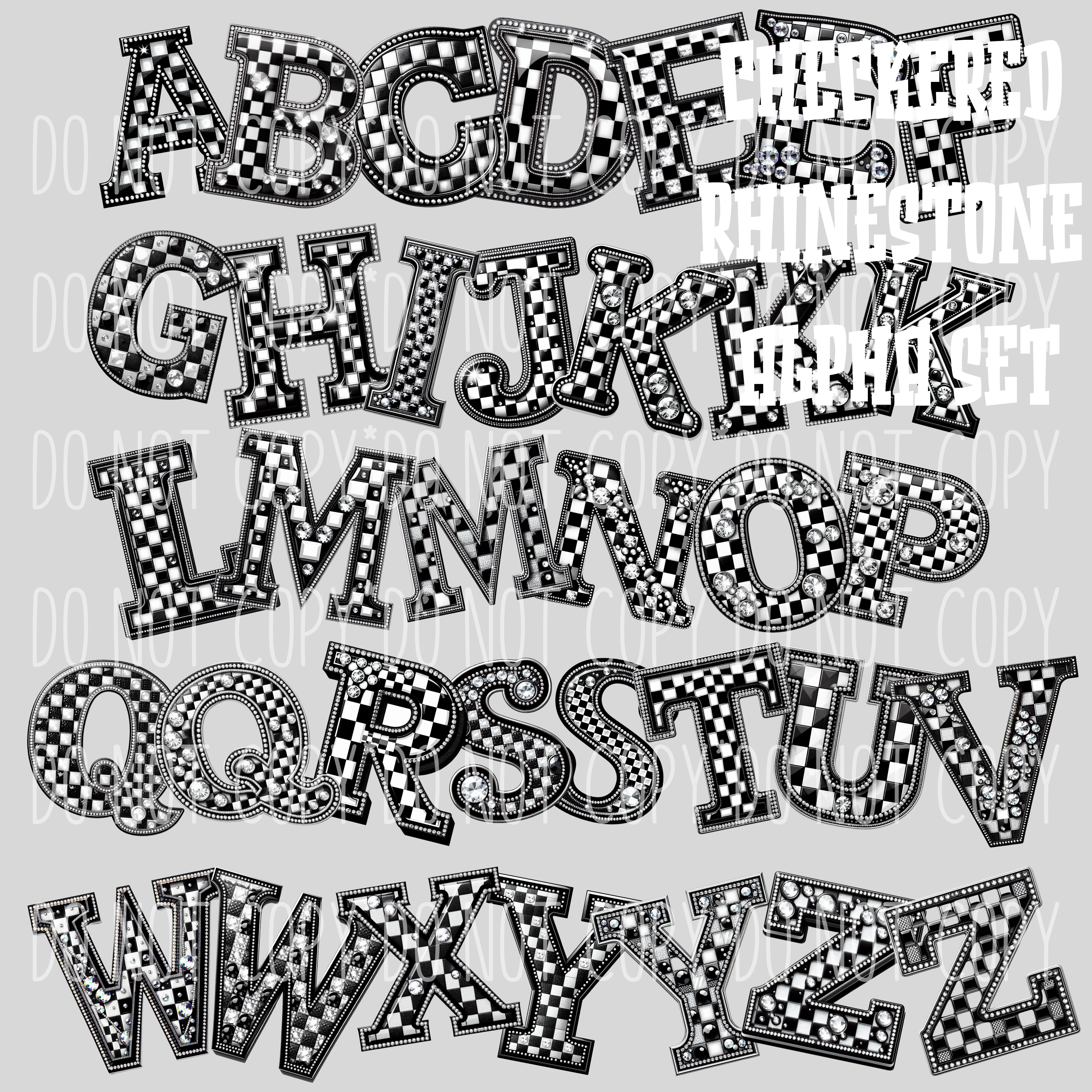 Checkered Rhinestone Alpha Set