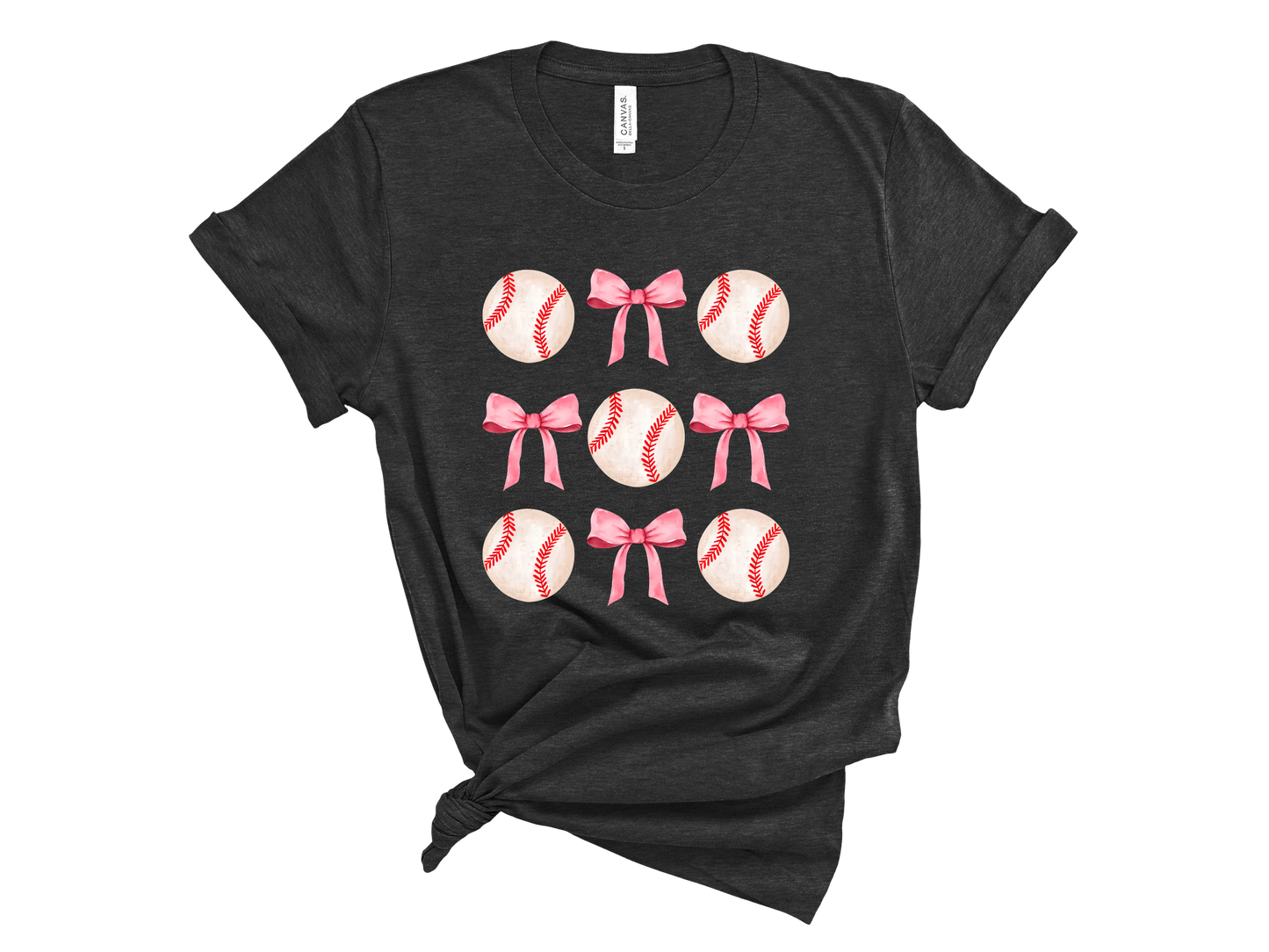 Baseball & Bows (Heather Dark Grey)