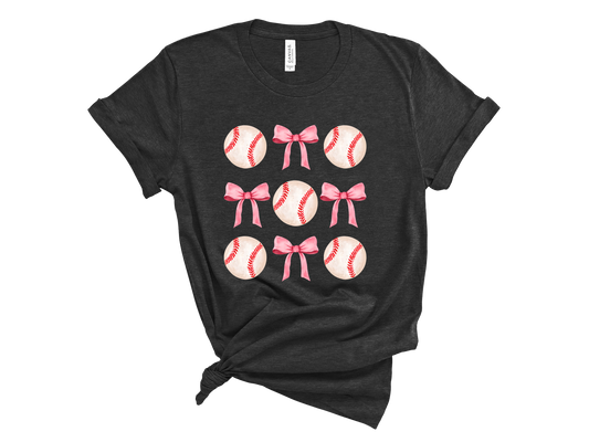 Baseball & Bows (Heather Dark Grey)