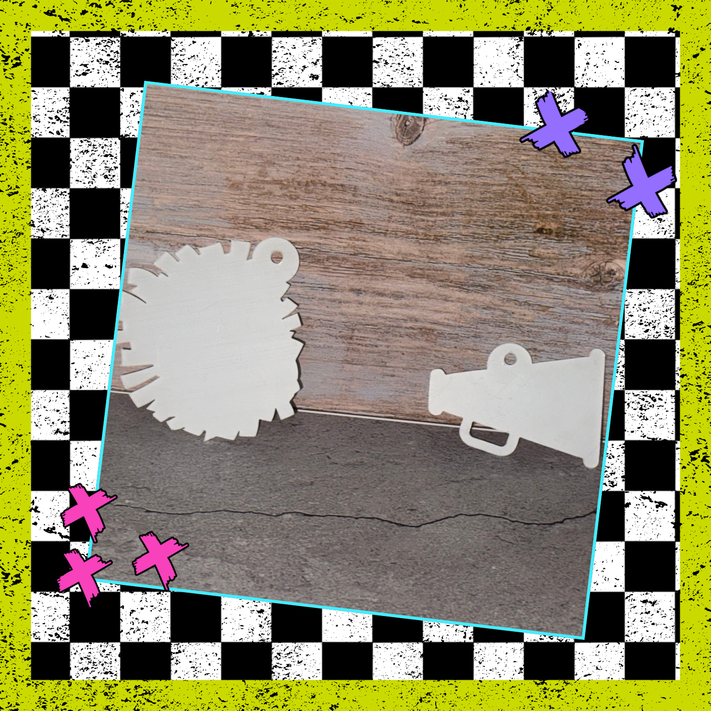 Pom Pom & Megaphone Keychain/ Bag Tag Blank