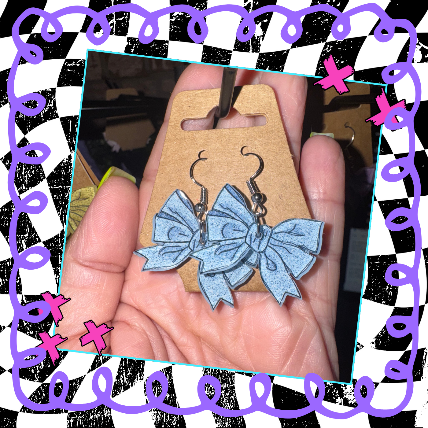 Glitter Bow Acrylic Earrings
