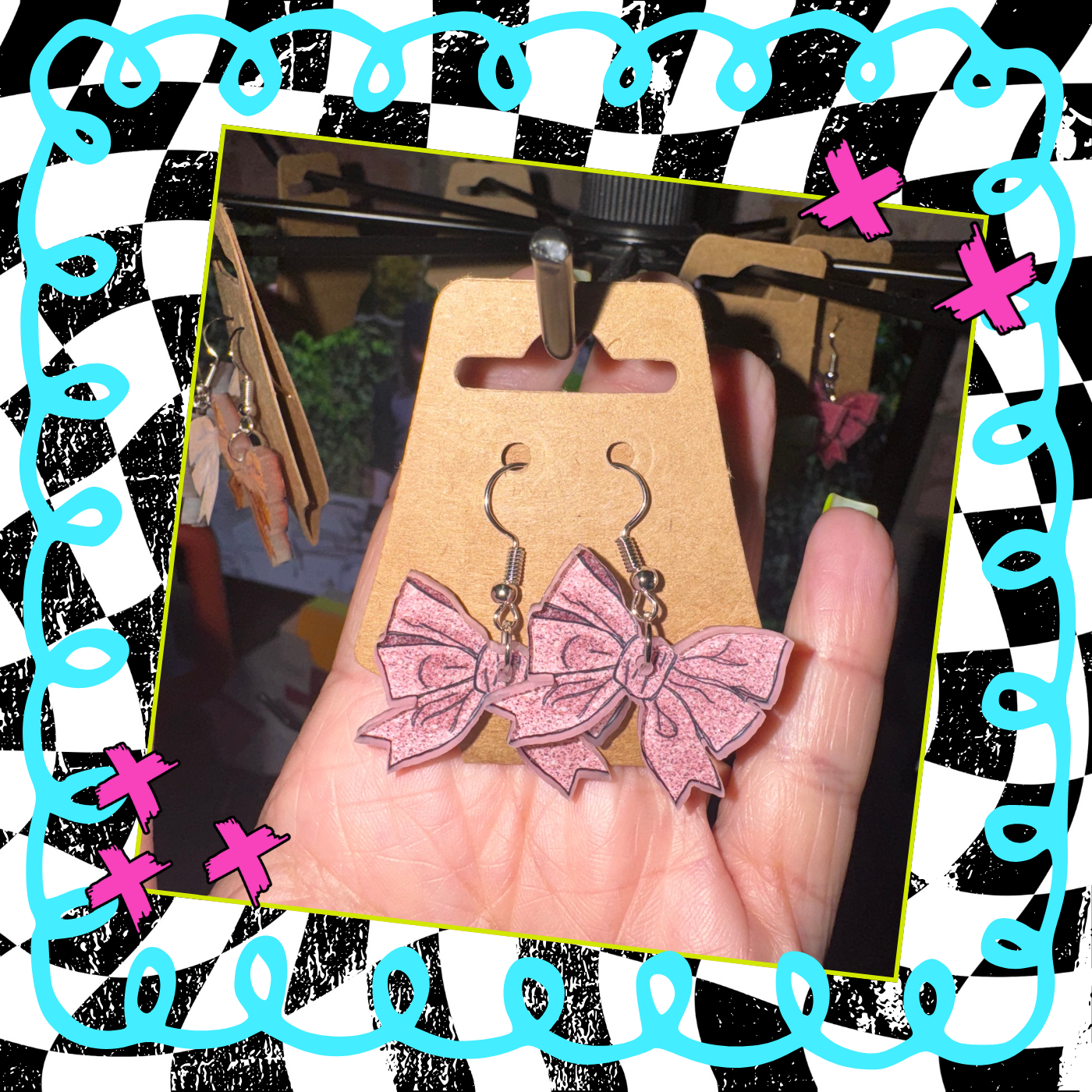 Glitter Bow Acrylic Earrings