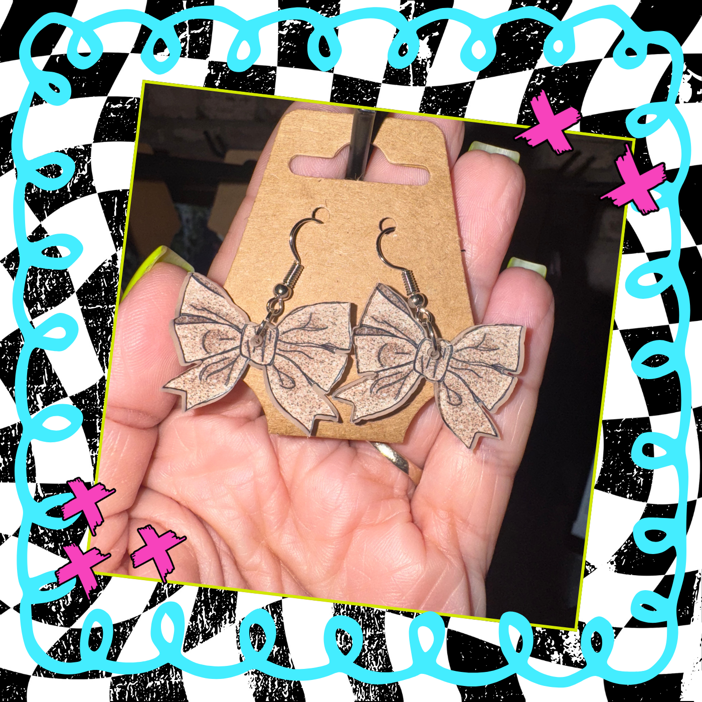 Glitter Bow Acrylic Earrings