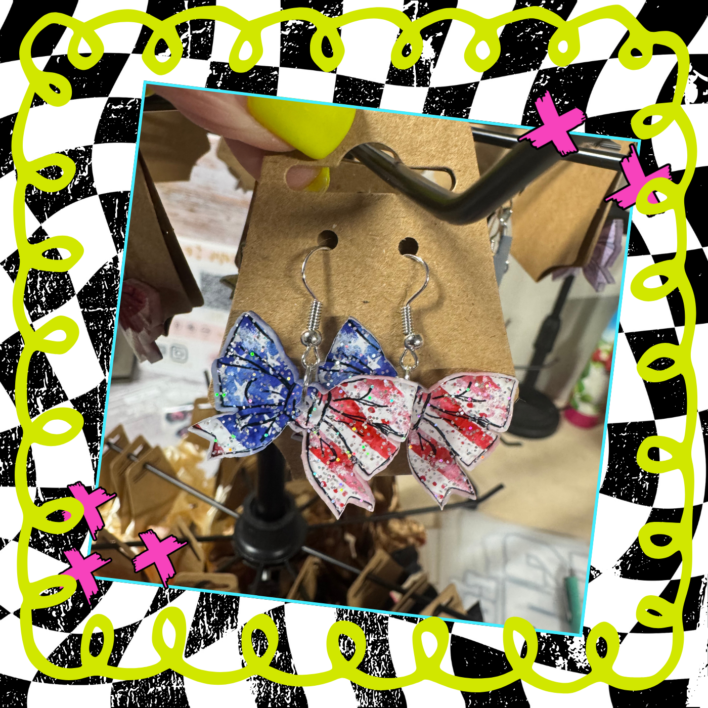 Glitter Bow Acrylic Earrings