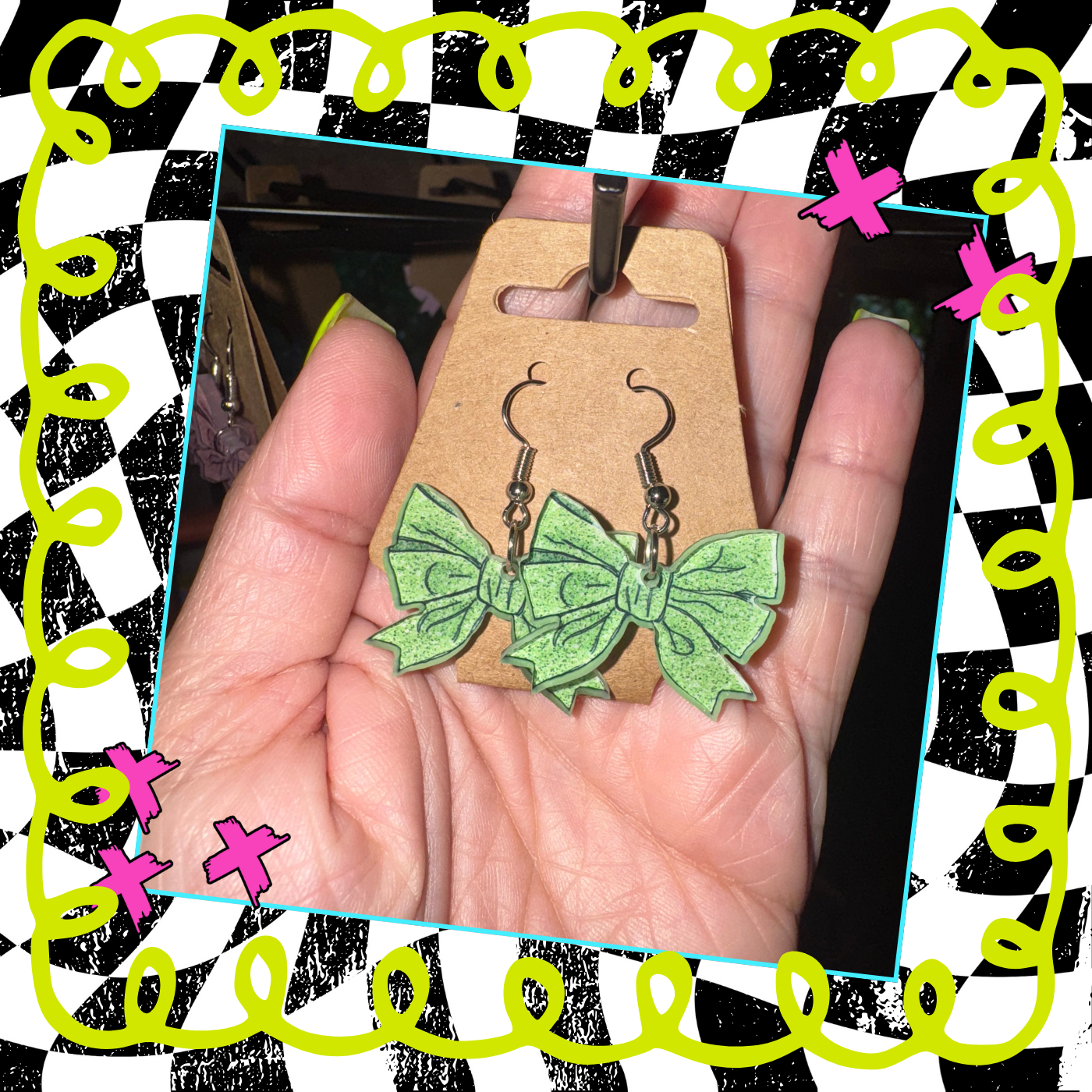 Glitter Bow Acrylic Earrings