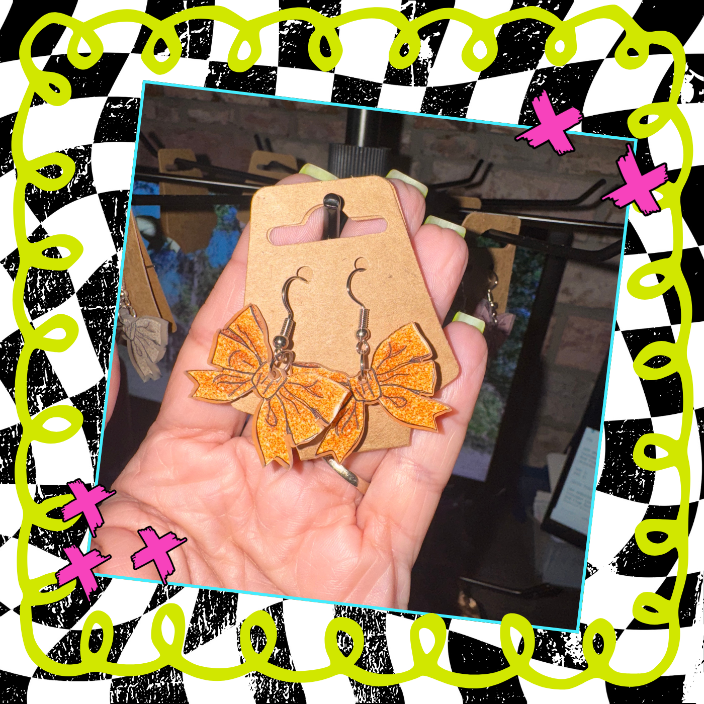 Glitter Bow Acrylic Earrings