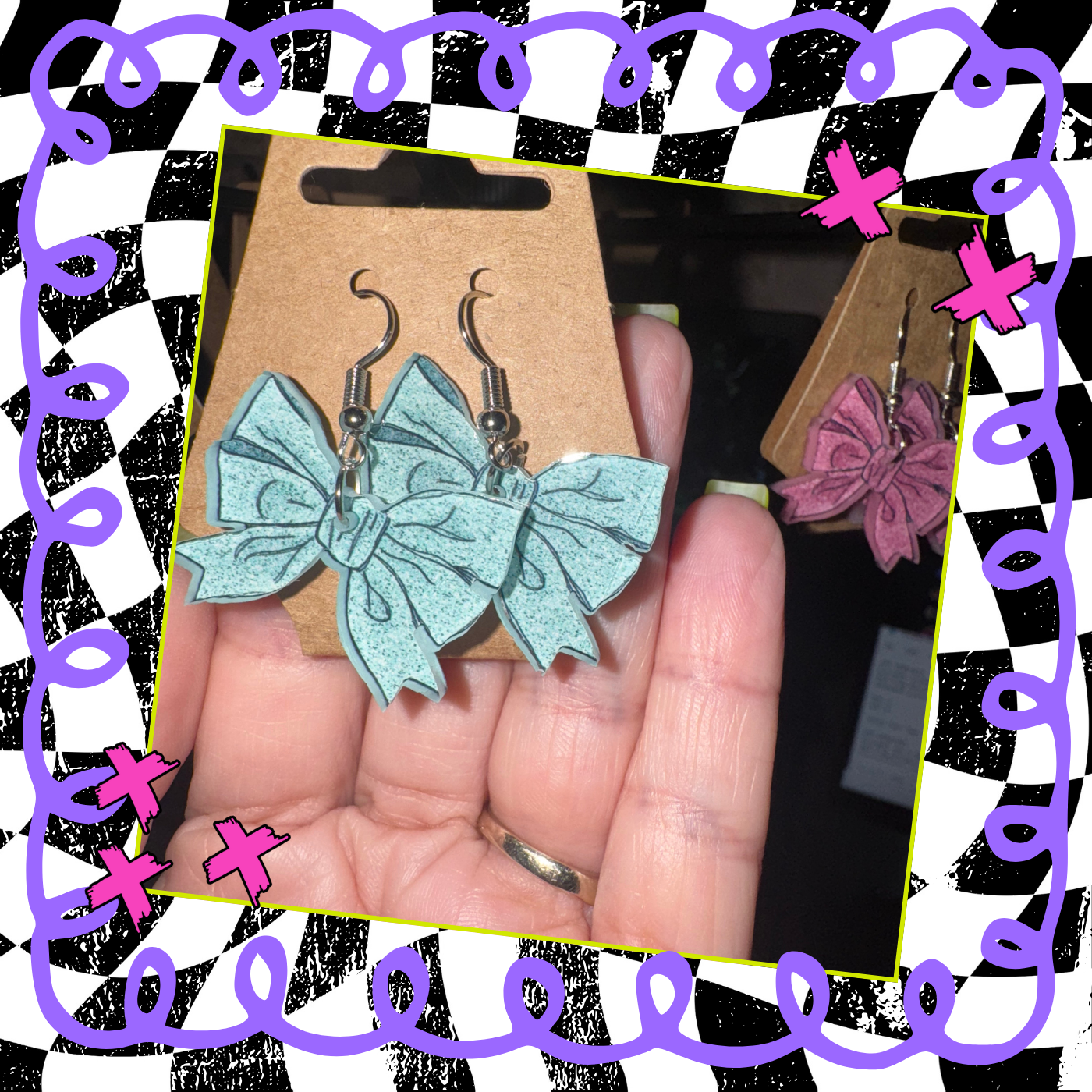 Glitter Bow Acrylic Earrings