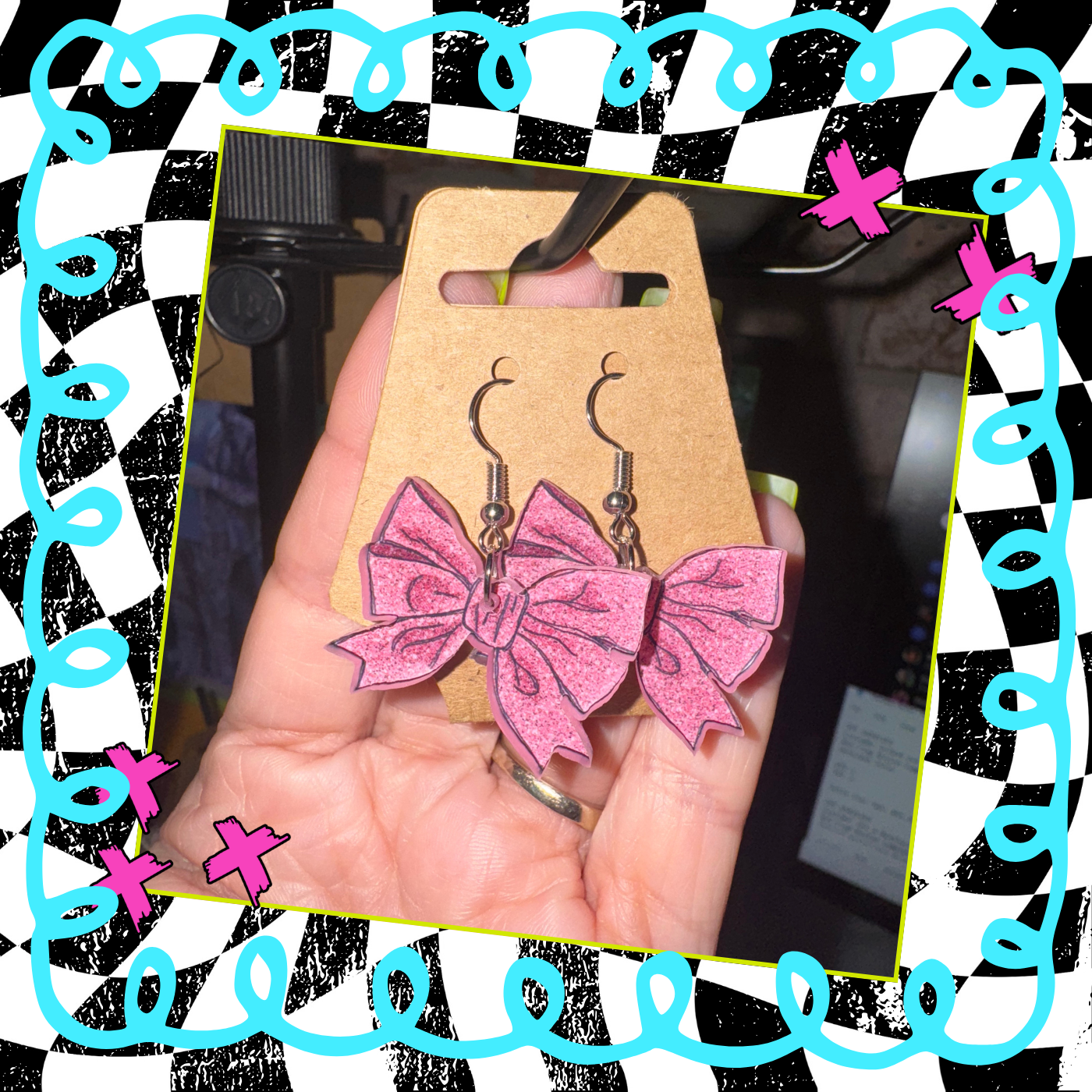 Glitter Bow Acrylic Earrings