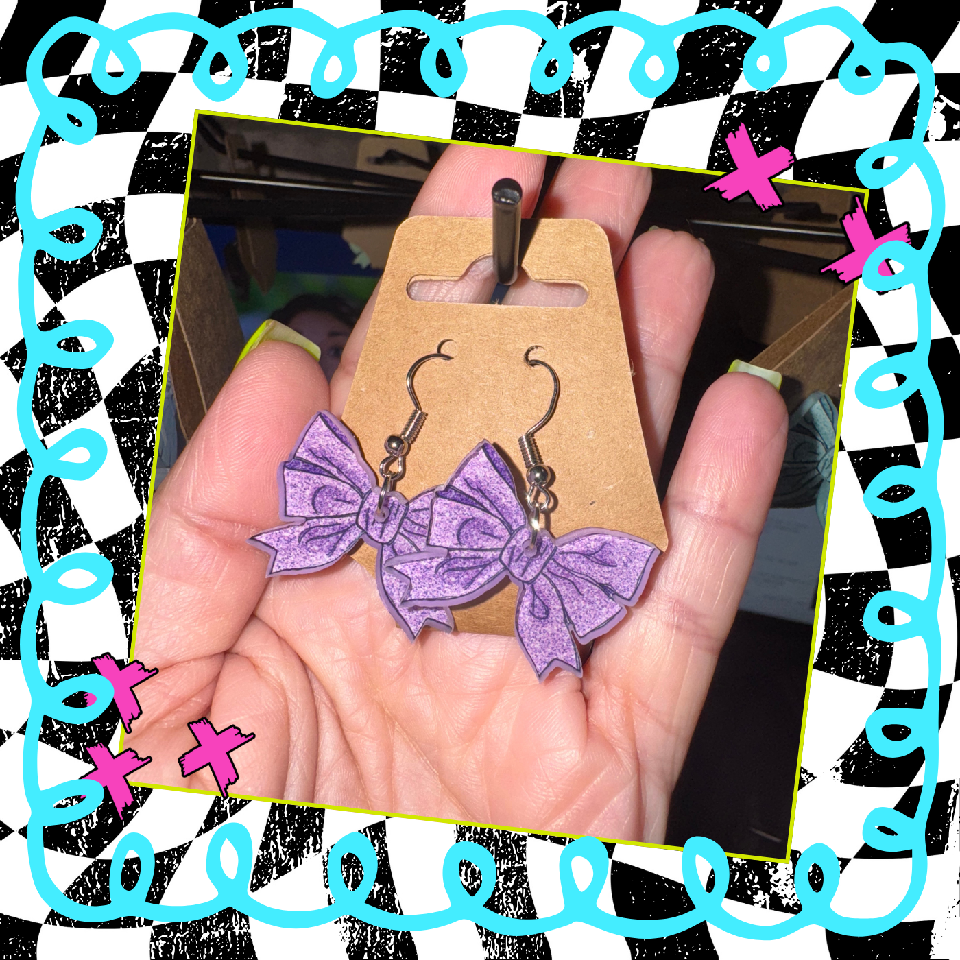 Glitter Bow Acrylic Earrings