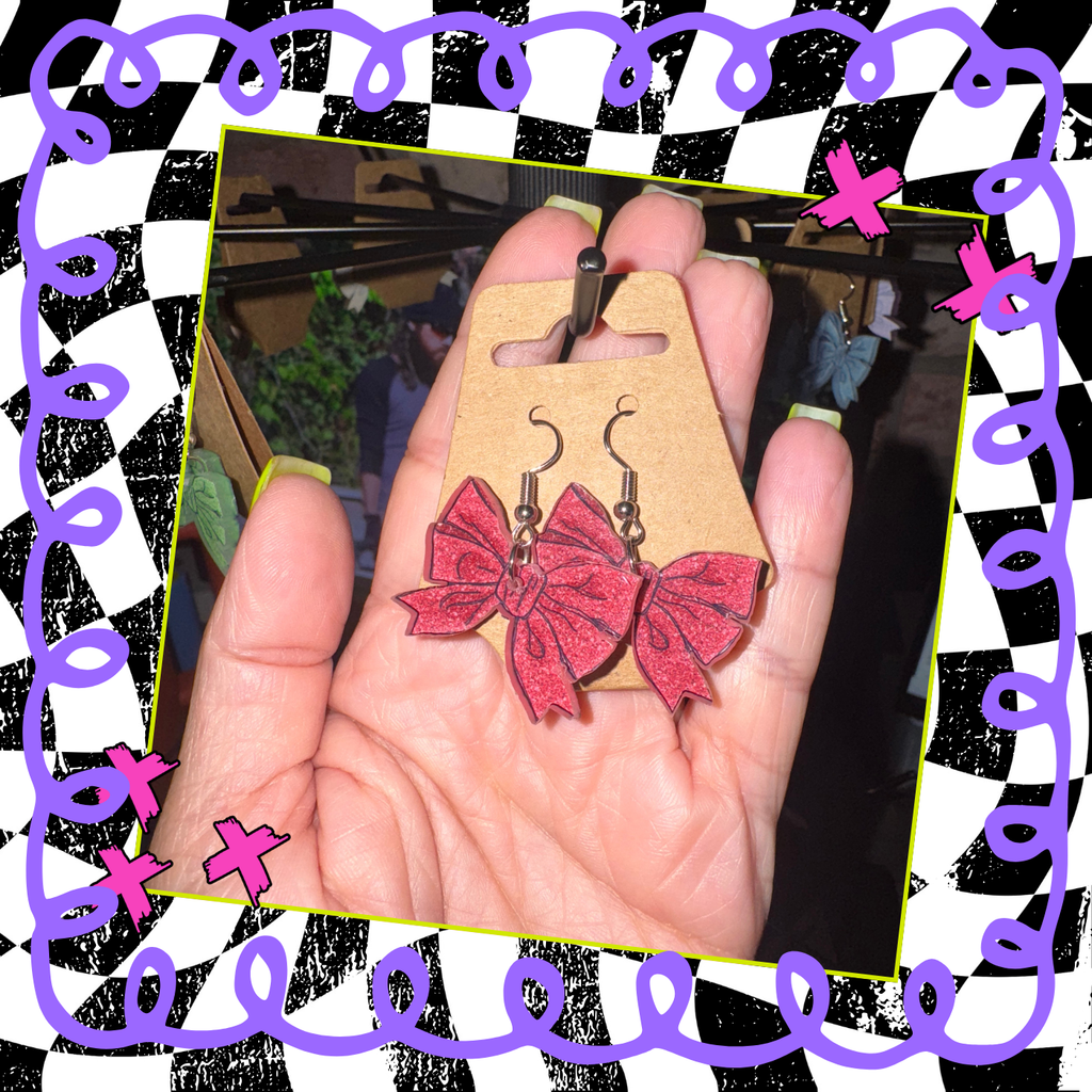 Glitter Bow Acrylic Earrings