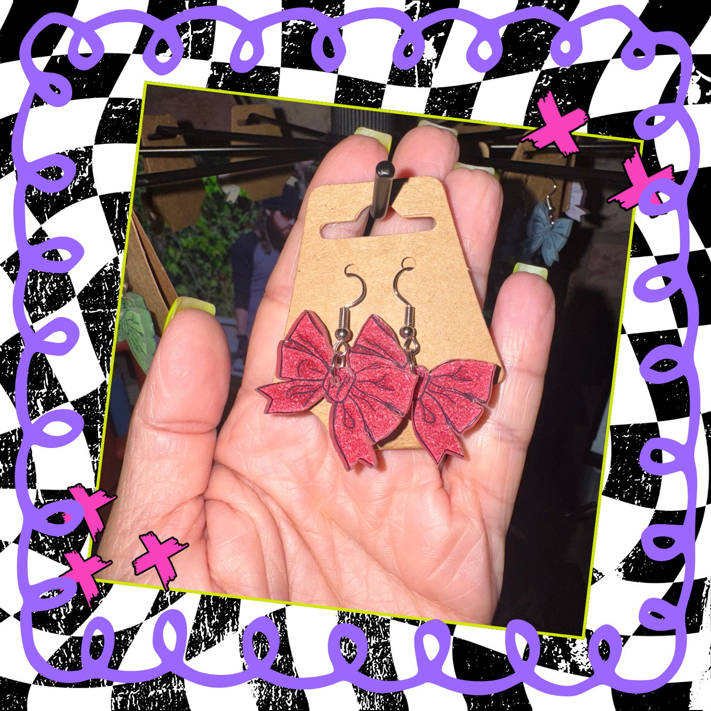 Glitter Bow Acrylic Earrings