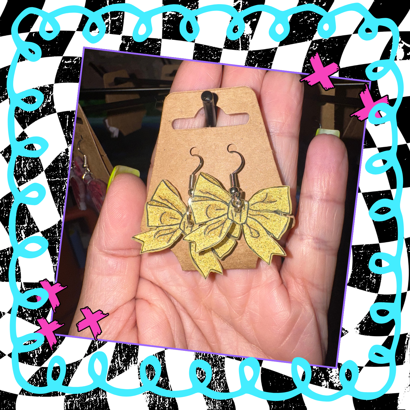 Glitter Bow Acrylic Earrings