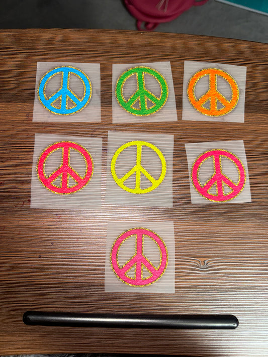 Chenille Peace Sign Faux Hat Patch