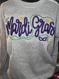 Mardi Gras Script Puff Embroidery Sweatshirt