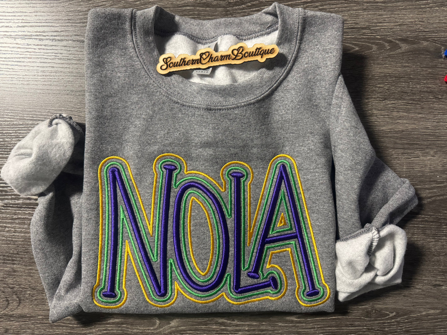 NOLA Mardi Gras 3D Puff Embroidery Sweatshirt