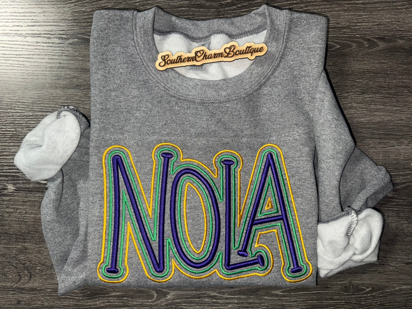 NOLA Mardi Gras 3D Puff Embroidery Sweatshirt