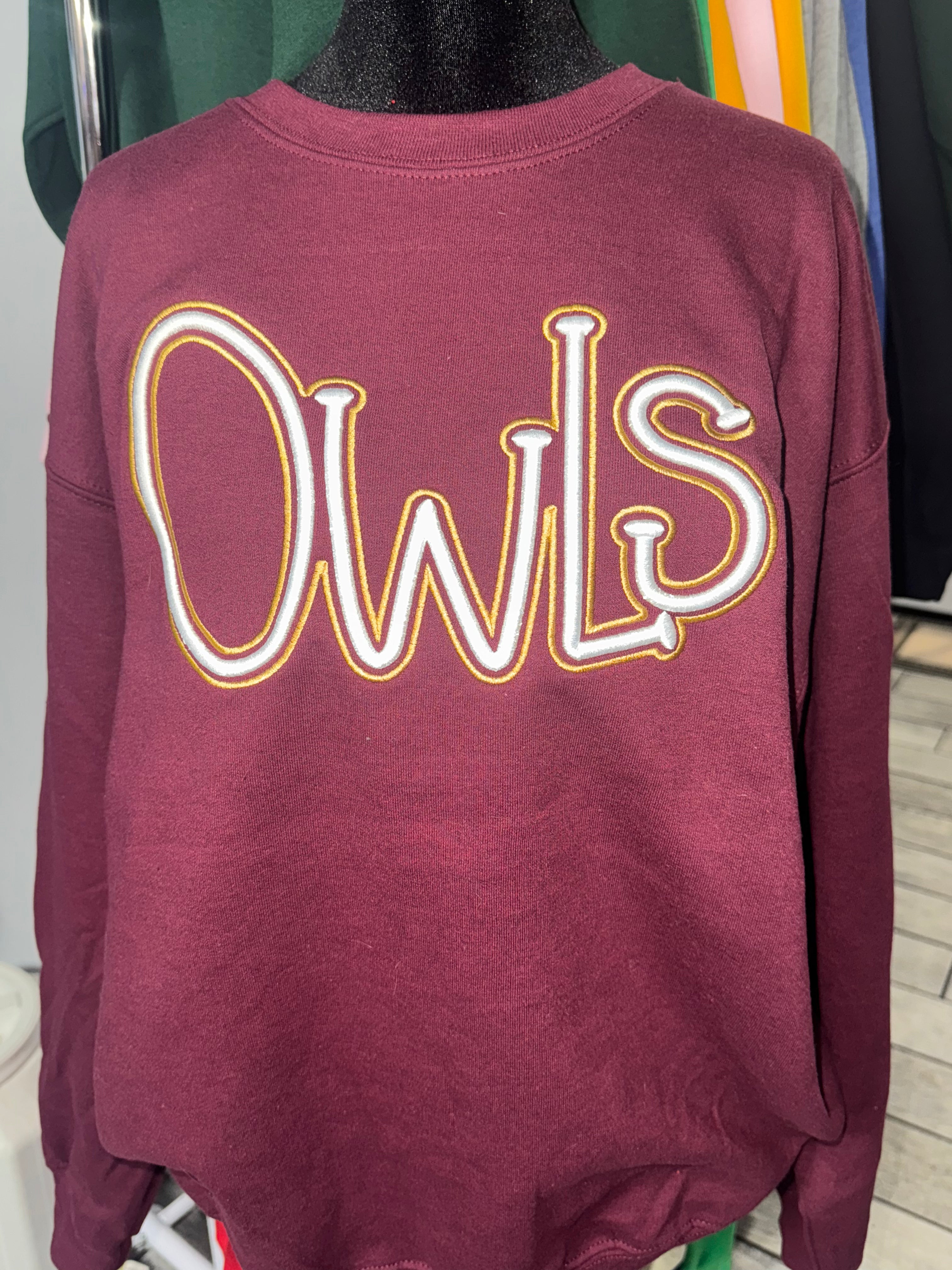 Owls Puff Embroidered Crewneck