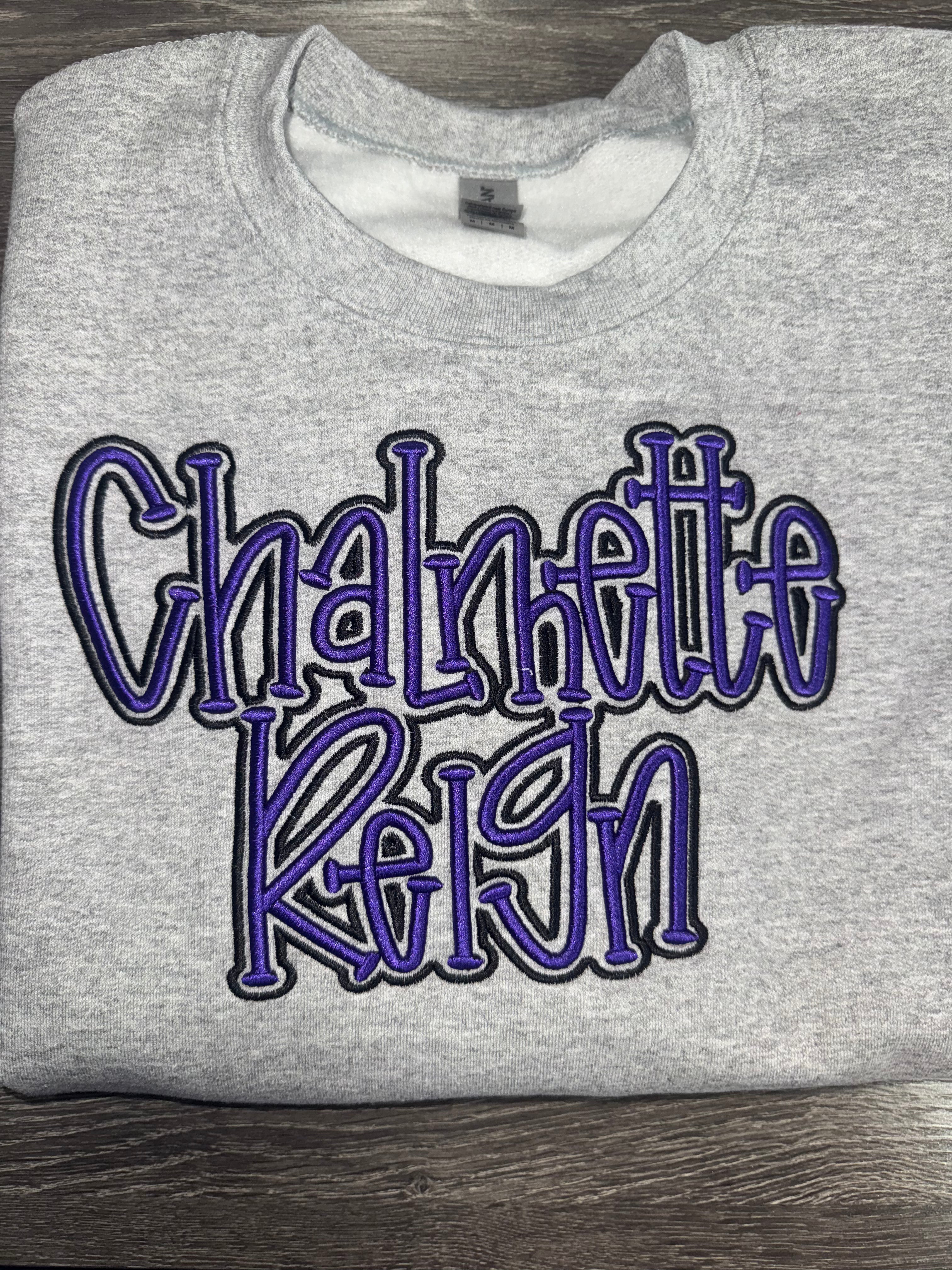 Chalmette Reign Puff Embroidered Crewneck