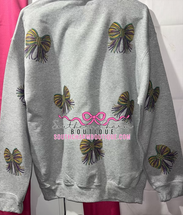 Adult Mardi Gras Bead Coquette Scattered Sweatshirt