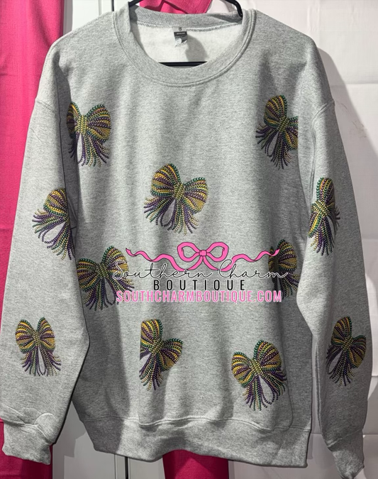 Adult Mardi Gras Bead Coquette Scattered Sweatshirt