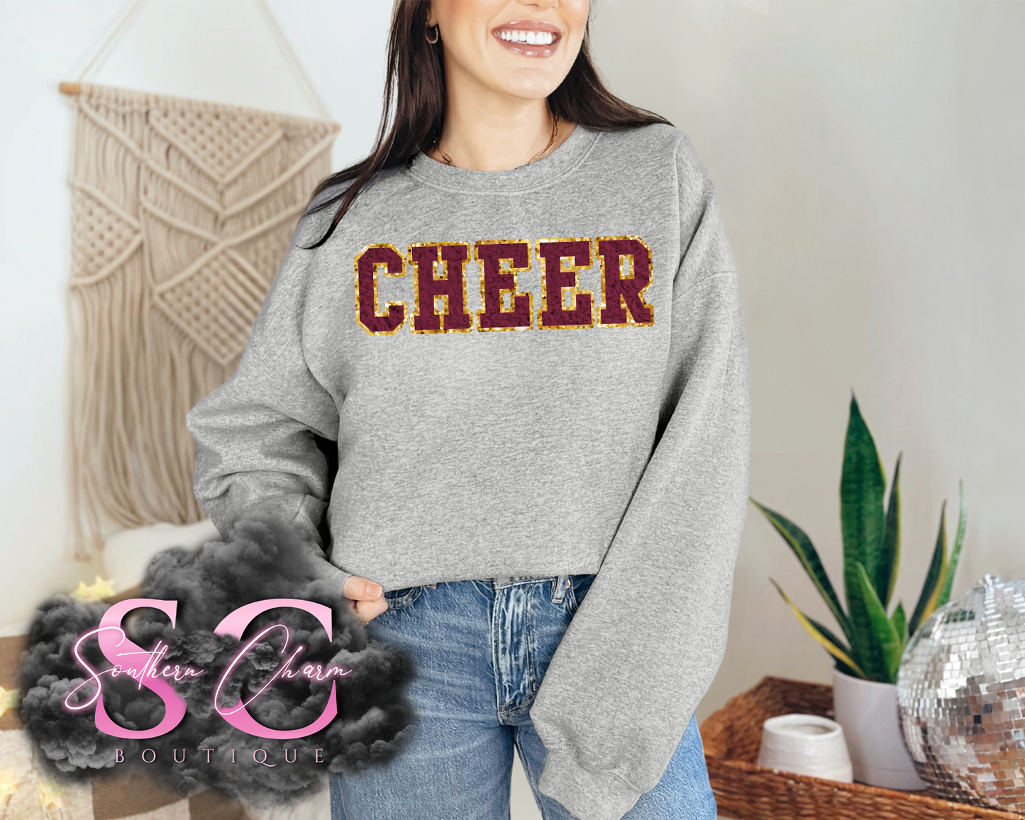 FAUX CHENILLE MAROON CHEER (SPORT GREY)