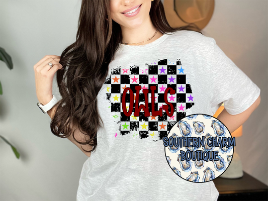 Retro Checkered Owls