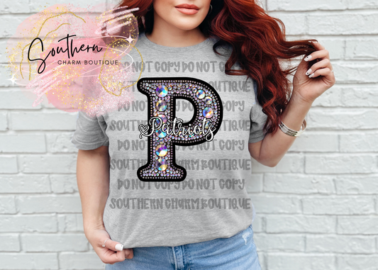 P Patriots Rhinestone