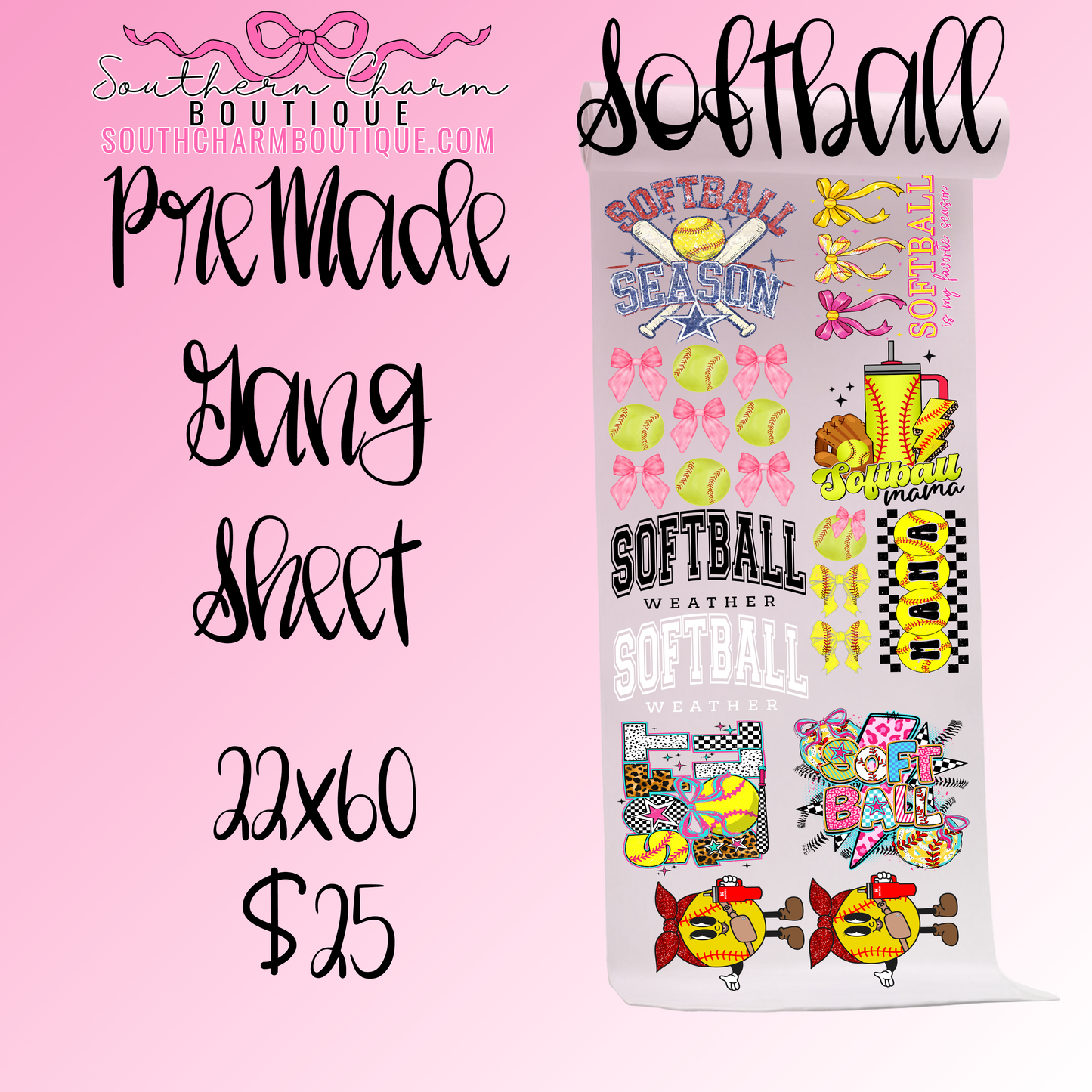 Pre-Made Softball Gang Sheet