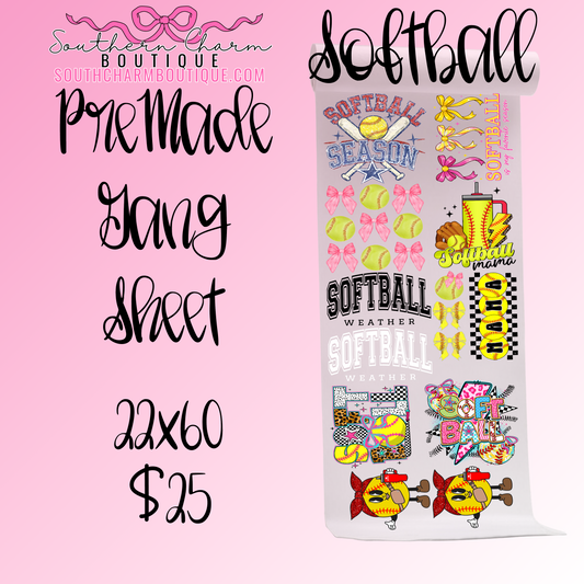 Pre-Made Softball Gang Sheet