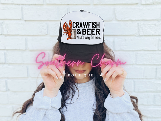 Crawfish & Beer Faux Hat Patch