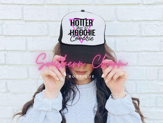 Hotter Than Hoochie Coochie Faux Hat Patch (Black)